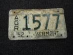 Kentekenplaat licenseplate Vermont 1952 AGR USA, Verzenden, Gebruikt, Auto's