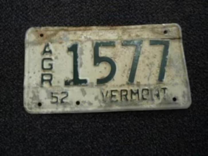 Kentekenplaat licenseplate Vermont 1952 AGR USA, Verzamelen, Automerken, Motoren en Formule 1, Gebruikt, Auto's, Verzenden