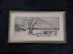 ets gesigneerd Antoon van Hemert winter in Holland, Antiek en Kunst, Ophalen of Verzenden