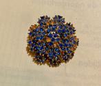 Vintage goudkl blauw strass antieke broche costume Jewelry, Sieraden, Tassen en Uiterlijk, Antieke sieraden, Ophalen of Verzenden