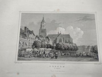 110 / Arnhem de Markt Staalgravure 1860 beschikbaar voor biedingen