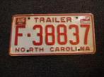 Kentekenplaat licenseplate North Carolina Trailer USA, Verzenden, Gebruikt, Auto's