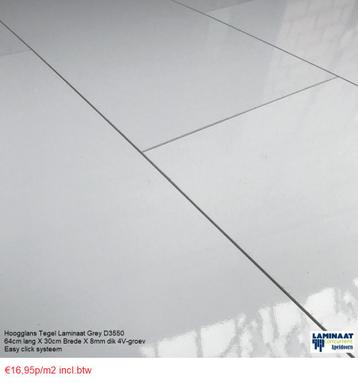 Goedkoop Hoogglans Tegel laminaat Light Grijs 8mm dik beschikbaar voor biedingen