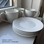 3 mokken + 4 gebak- taartbordjes, Madison, roomwit off white, Huis en Inrichting, Keuken | Servies, Ophalen of Verzenden, Zo goed als nieuw