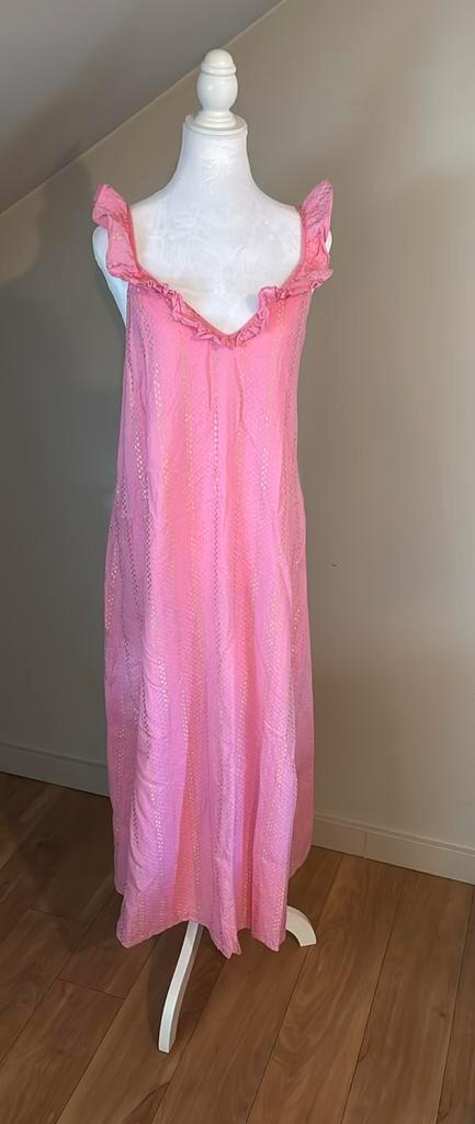 Zomerjurk Aaiko, Kleding | Dames, Jurken, Zo goed als nieuw, Maat 36 (S), Roze, Onder de knie, Ophalen of Verzenden