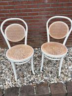 3 Bistrostoelen met Rotan Zitting kan ook per stuk, Huis en Inrichting, Stoelen, Gebruikt, Twee, Wit, Ophalen of Verzenden