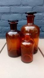 Vintage glazen apothekerspotten set van 3, Antiek en Kunst, Ophalen of Verzenden