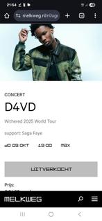 2 tickets D4VD Melkweg Amsterdam 9 oktober, Twee personen, Oktober
