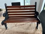 Houten bankje met gietijzeren leuningen, Ophalen of Verzenden, Gebruikt, Hout