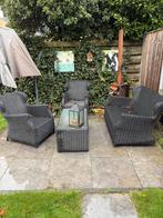 Tuinset: 2 Stoelen, Bank & Tafel met Glasplaat, Tuin en Terras, Tuinsets en Loungesets, 4 zitplaatsen, Kunststof, Gebruikt, Ophalen of Verzenden
