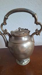 Tinnen theepot + bakje met deksel, Antiek en Kunst, Antiek | Tin, Ophalen of Verzenden