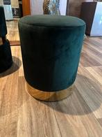 Groene Velvet Poefjes, Minder dan 50 cm, Gebruikt, Rond, Ophalen of Verzenden