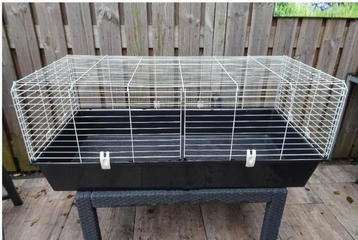 Mooie Z.G.A.N. GROTE Kooi, zwarte bak/witte tralies, L1.18cm, Dieren en Toebehoren, Knaagdieren en Konijnen | Hokken en Kooien