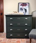 Brocante stoere babycommode ladekast groen grenen sober, 90 tot 105 cm, 50 tot 70 cm, Commode, 100 cm of meer