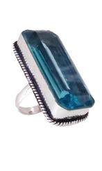 zilveren Ring met blauwe topaas, Nieuw, 17 tot 18, Dame of Heer, Met edelsteen