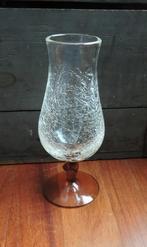 Craquelé glazen windlicht retro vaasje amber glas vintage, Ophalen of Verzenden, Huis en Inrichting