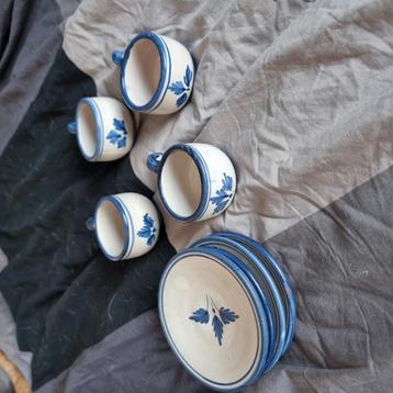 Chinees keramiek set van 4 kopjes en schotels  beschikbaar voor biedingen