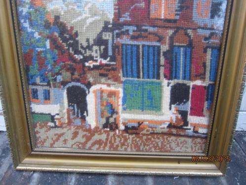 Borduurwerk "" Het Straatje van Vermeer "". Mooi  ilijstje ., Hobby en Vrije tijd, Borduren en Borduurmachines, Gebruikt, Borduurpakket