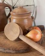 Brocante oude houten pollepel / lepel 40 cm, Ophalen of Verzenden