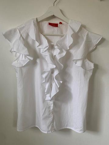 Witte blouse met ruffles Oscar maat M beschikbaar voor biedingen