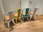 Metallic chairs with wooden seat, Ophalen, Overige kleuren, Zo goed als nieuw, Vier