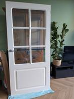Binnendeur met geslepen glas en deurbeslag., Doe-het-zelf en Verbouw, Deuren en Horren, Ophalen, Glas, Binnendeur, 200 tot 215 cm