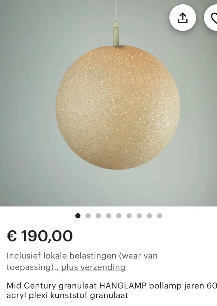 Hanglamp bollamp plexi kunststof jaren 60, Huis en Inrichting, Lampen | Hanglampen, Zo goed als nieuw, 50 tot 75 cm, Kunststof