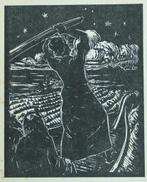 DE PLOEG Jan Altink (Groningen 1885-1971) Houtsnede 'Vrouw m, Antiek en Kunst, Ophalen of Verzenden
