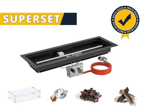 GoFire SUPERSET inbouwbrander rechthoek 75 x 25 cm zwart, Tuin en Terras, Vuurtafels, Nieuw, Ophalen