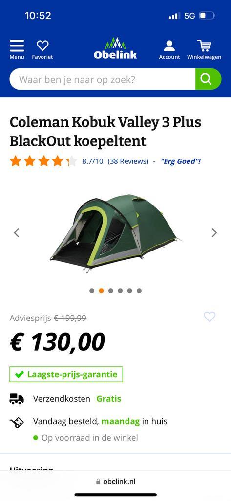 Coleman 2 persoons Black Out tent, Caravans en Kamperen, Tenten, Zo goed als nieuw, Ophalen of Verzenden