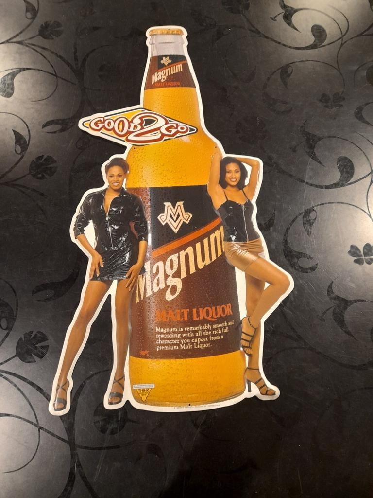 Vintage Magnum Bier Reclamebord Metaal, Ophalen of Verzenden, Gebruikt, Reclamebord