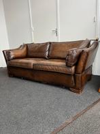 Lederen Kasteelbank - Muylaert bruin, Huis en Inrichting, Banken | Bankstellen, Ophalen, Gebruikt, Driepersoons, Rechte bank