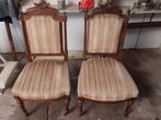 2 houten oude antieke eetkamerstoelen bekleed Samen 35 EURO, Ophalen, Hout, Gebruikt, Twee