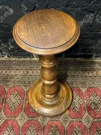 Vintage plantentafel rond eiken zeer sfeervol bijzettafel, Gebruikt, Rond, Vintage bohemian country chic, Ophalen