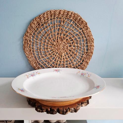 Royal Epiag, grote vintage ovalen schaal met bloemmotief, Antiek en Kunst, Antiek | Schalen, Ophalen of Verzenden