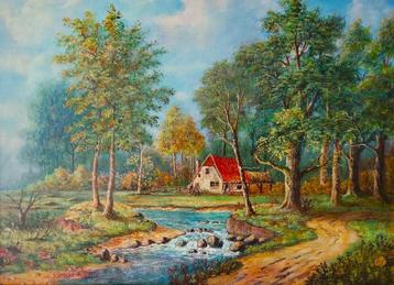 Hans Habraken- Landschap met water en boerderij beschikbaar voor biedingen
