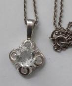 Zilveren hanger met grote bergkristal en ketting, 835 S (794, Sieraden, Tassen en Uiterlijk, Ophalen, Zo goed als nieuw, Zilver