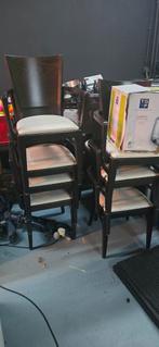 Set van 8 Stoelen met Witte Zitting, Hout, Gebruikt, Zwart, Ophalen of Verzenden