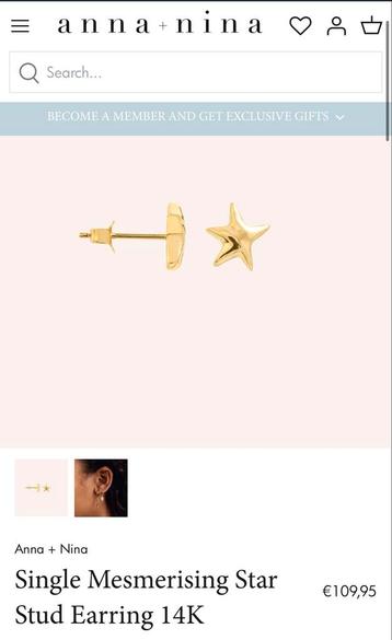 Anna+Nina x Romy 14K star stud beschikbaar voor biedingen