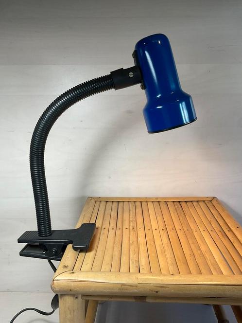 Vintage blauwe bureaulamp knijpspot tafellamp flexibele arm, Huis en Inrichting, Lampen | Tafellampen, Minder dan 50 cm, Ophalen of Verzenden