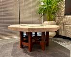 Octagonale vintage salontafel (Marmer, onyx, brutalisme), Huis en Inrichting, Ophalen, Overige materialen, Gebruikt, Brutalistisch, minimalistisch, boho, vintage, 60's/70's