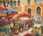 Zonnige aquarel “Markt in de Provence”. Beatrix Koning, Antiek en Kunst, Ophalen