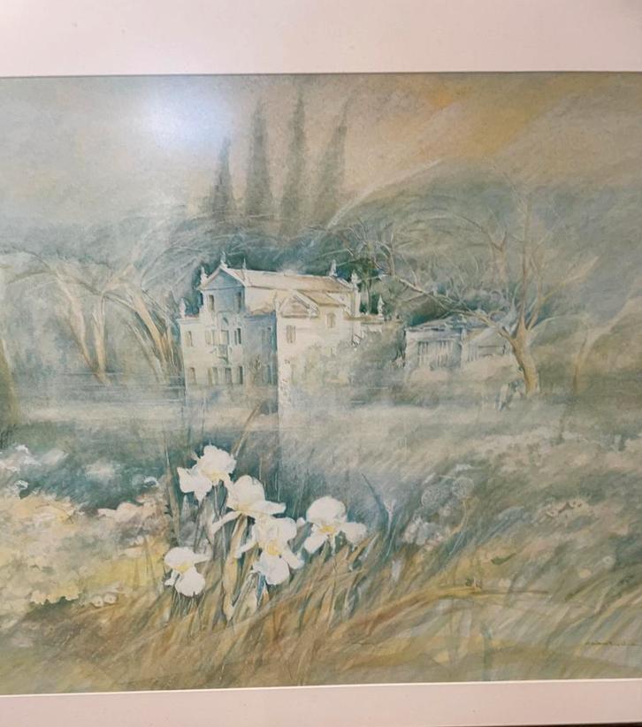 Schilderij: Italiaans Landschap met Villa, Antiek en Kunst, Kunst | Tekeningen en Foto's, Ophalen of Verzenden