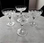 Vintage set 4 champagne coupes glazen kristal Webb England, Ophalen of Verzenden