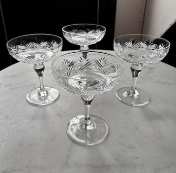 Vintage set 4 champagne coupes glazen kristal Webb England beschikbaar voor biedingen