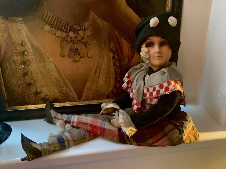 Prachtige,antieke Sofadoll, boudoir doll pierrot napoleon, Antiek en Kunst, Curiosa en Brocante, Ophalen of Verzenden