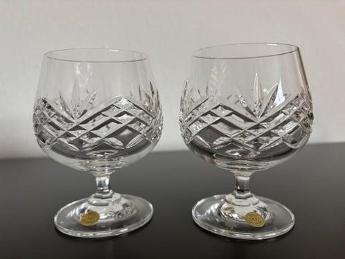Twee Kristallen Cognac glazen PbO 24%, Antiek en Kunst, Antiek | Glas en Kristal, Ophalen of Verzenden