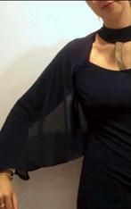 Ribkoff luxe nachtbauwe jurk strass detail chiffon mouwen 38, Maat 38/40 (M), Joseph Ribkoff, Nieuw, Onder de knie