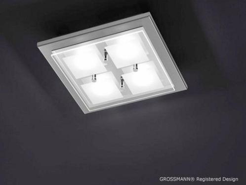 Grossmann plafondlamp geborsteld RVS met glas LED, Huis en Inrichting, Lampen | Plafondlampen, Zo goed als nieuw, Metaal, Ophalen