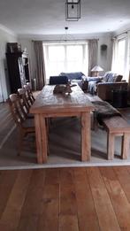 6 stoelen oud reclaimed teak, Huis en Inrichting, Stoelen, Ophalen, Bruin, Robuuste landelijke uniek teakhouten sobere Hoffz Aura tafel